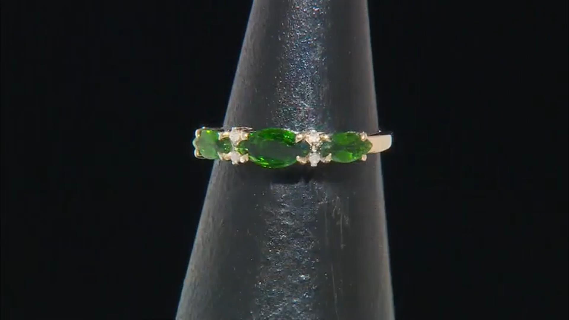 Chrome Diopside With White Diamonds 10k Yellow Gold Ring 1.01ctw Video Thumbnail