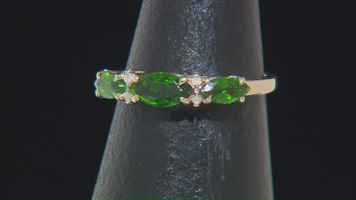 Chrome Diopside With White Diamonds 10k Yellow Gold Ring 1.01ctw Video Thumbnail