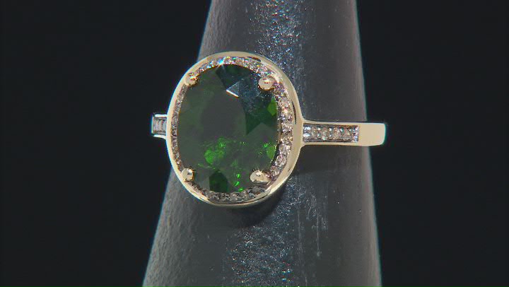 Chrome Diopside With Champagne Diamond 10k Yellow Gold Ring 3.46ctw Video Thumbnail