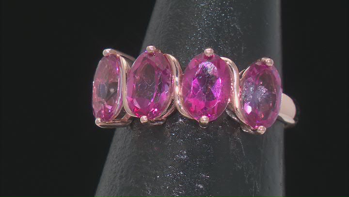 Pink Topaz 10k Rose Gold Ring 3.16ctw Video Thumbnail