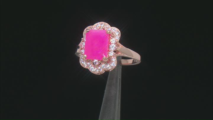 Pink Ethiopian Opal With White Zircon 10k Rose Gold Ring 1.28ctw Video Thumbnail