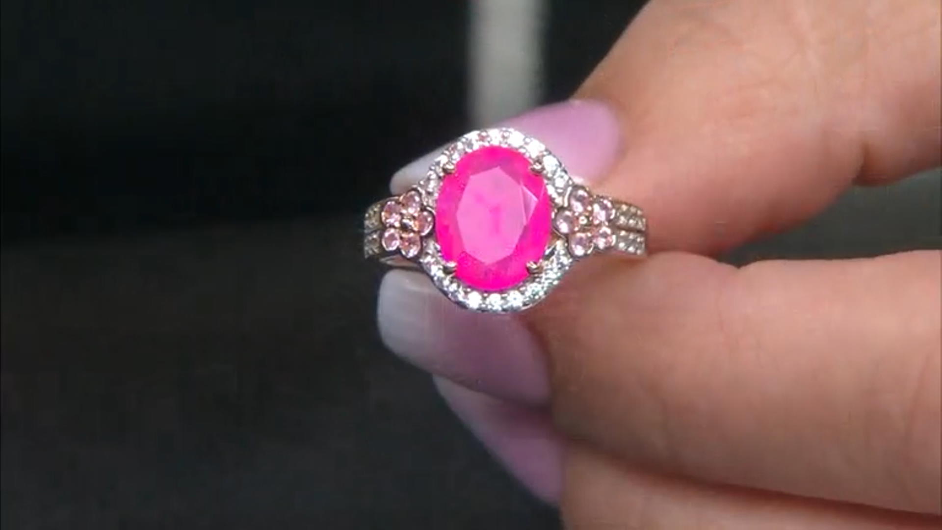 Pink Ethiopian Opal With Pink Spinel And White Zircon 10k Rose Gold Ring 1.72ctw Video Thumbnail