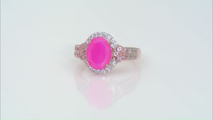 Pink Ethiopian Opal With Pink Spinel And White Zircon 10k Rose Gold Ring 1.72ctw Video Thumbnail