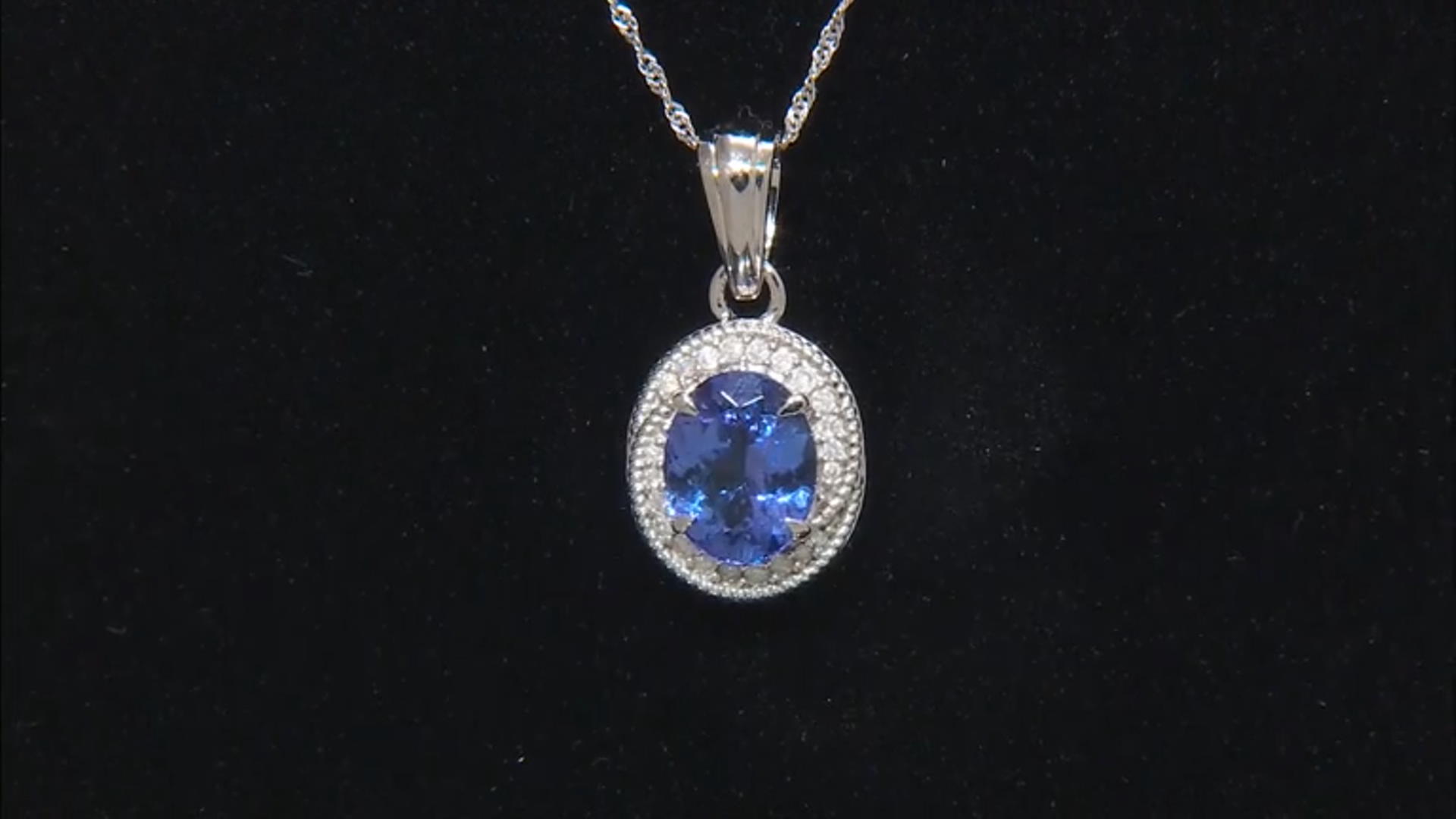 Blue Tanzanite With White Diamond Rhodium Over 10k White Gold Pendant With Chain 2.76ctw Video Thumbnail