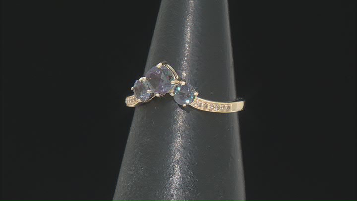 Blue Lab ALexandrite With Champagne Diamond 10k Yellow Gold Ring 1.34ctw Video Thumbnail