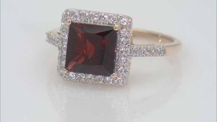 Red Garnet With White Zircon 10k Yellow Gold Ring 3.27ctw Video Thumbnail