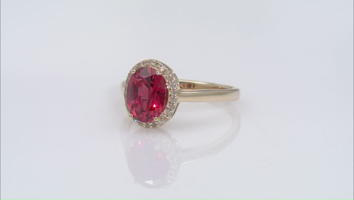 Lab Created Padparadscha Sapphire With White Diamond 10k Yellow Gold Ring 2.36ctw Video Thumbnail
