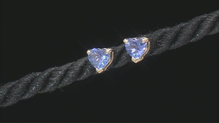 Blue Tanzanite 10k Yellow Gold Stud Earrings 0.82ctw Video Thumbnail