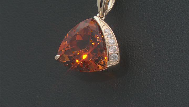 Madeira Citrine With White Diamond 14k Yellow Gold Pendant With Chain 5.07ctw Video Thumbnail