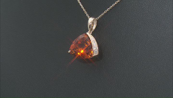 Madeira Citrine With White Diamond 14k Yellow Gold Pendant With Chain 5.07ctw Video Thumbnail