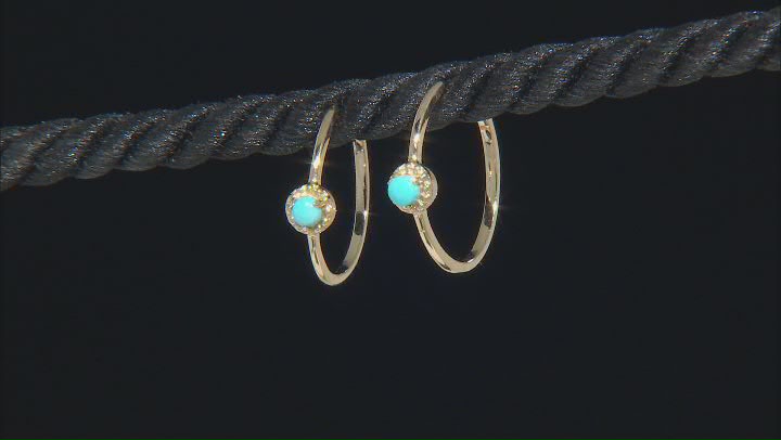 Blue Sleeping Beauty Turquoise With Illusion Beads 10k Yellow Gold Earring Cuffs Video Thumbnail