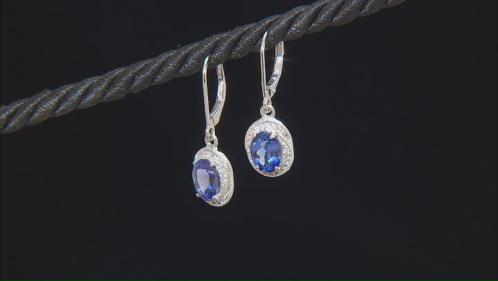 Blue Tanzanite With White Diamond Rhodium Over 10k White Gold Earrings 2.37ctw Video Thumbnail