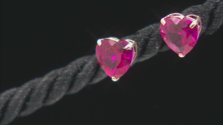 Lab Created Ruby 10k Yellow Gold Earrings 2.11ctw Video Thumbnail