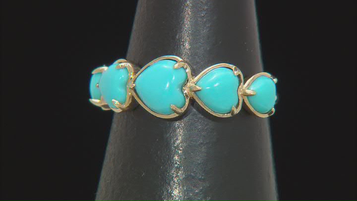 Blue Sleeping Beauty Turquoise 10k Yellow Gold Heart Band Ring Video Thumbnail