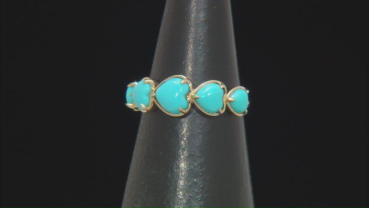 Blue Sleeping Beauty Turquoise 10k Yellow Gold Heart Band Ring Video Thumbnail