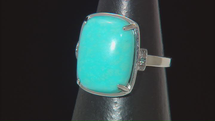 Blue Sleeping Beauty Turquoise With Blue Diamond Rhodium Over 14k White Gold Ring Video Thumbnail