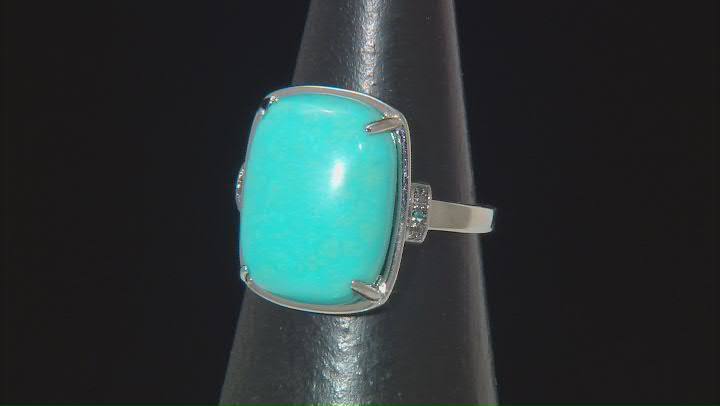 Blue Sleeping Beauty Turquoise With Blue Diamond Rhodium Over 14k White Gold Ring Video Thumbnail