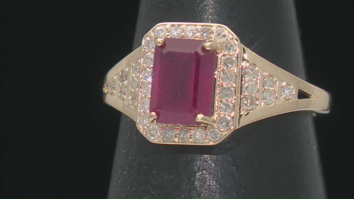Red Mahaleo® Ruby With White Diamond 14k Yellow Gold Ring 2.17ctw Video Thumbnail