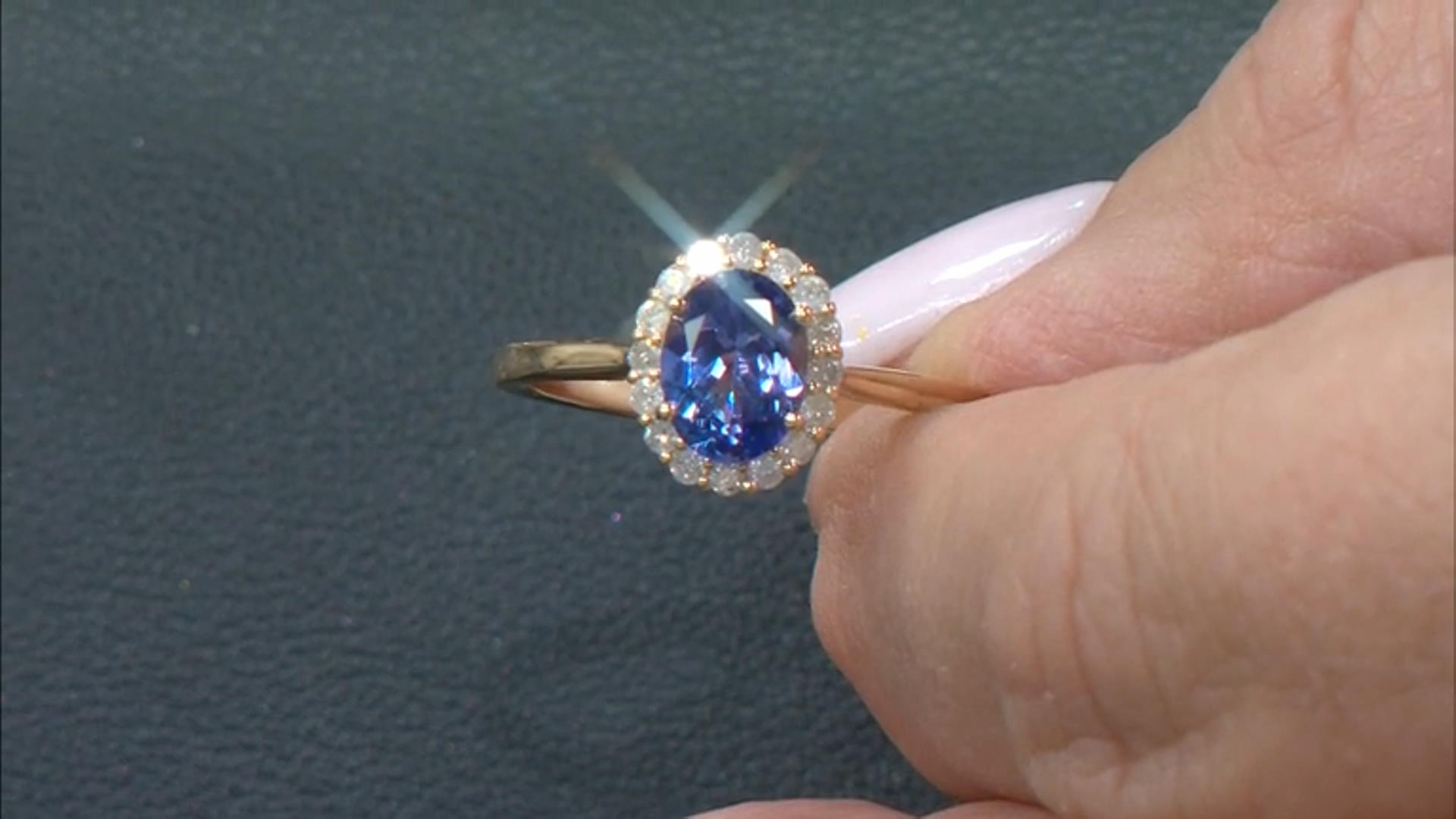 Blue Tanzanite With White Diamond 10k Yellow Gold Ring 1.23ctw Video Thumbnail