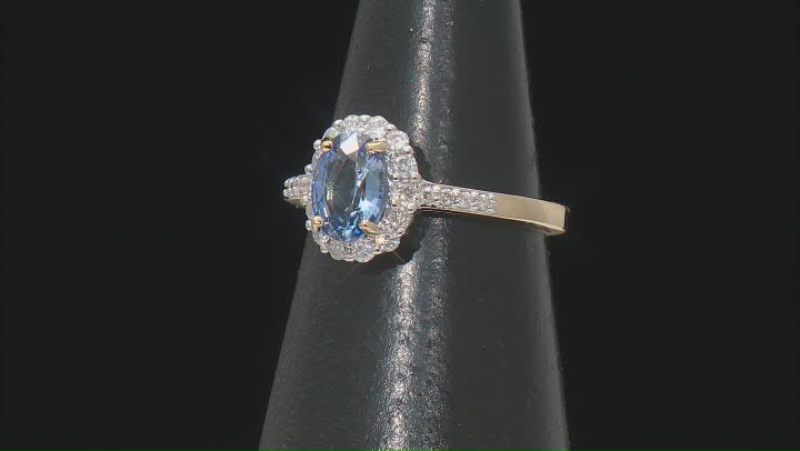 Ceylon Blue Sapphire With White Diamond 14k Yellow Gold Ring 1.45ctw Video Thumbnail
