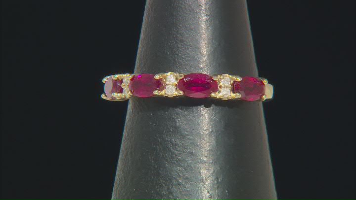 Red Mahaleo® Ruby With White Diamond 10k Yellow Gold Ring 1.24ctw Video Thumbnail
