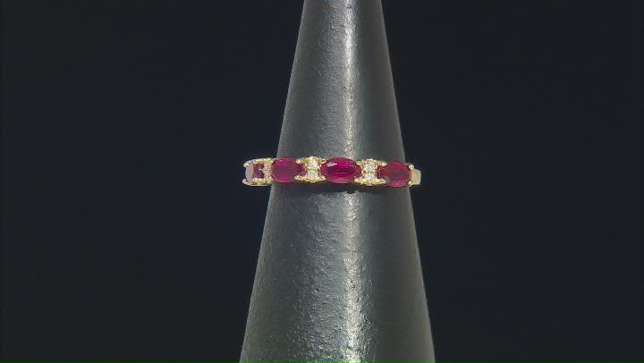 Red Mahaleo® Ruby With White Diamond 10k Yellow Gold Ring 1.24ctw Video Thumbnail