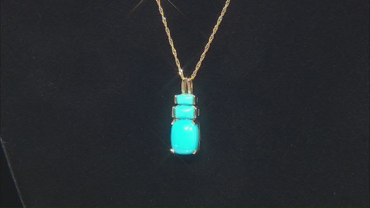 Blue Sleeping Beauty Turquoise 10k Yellow Gold Pendant With Chain Video Thumbnail