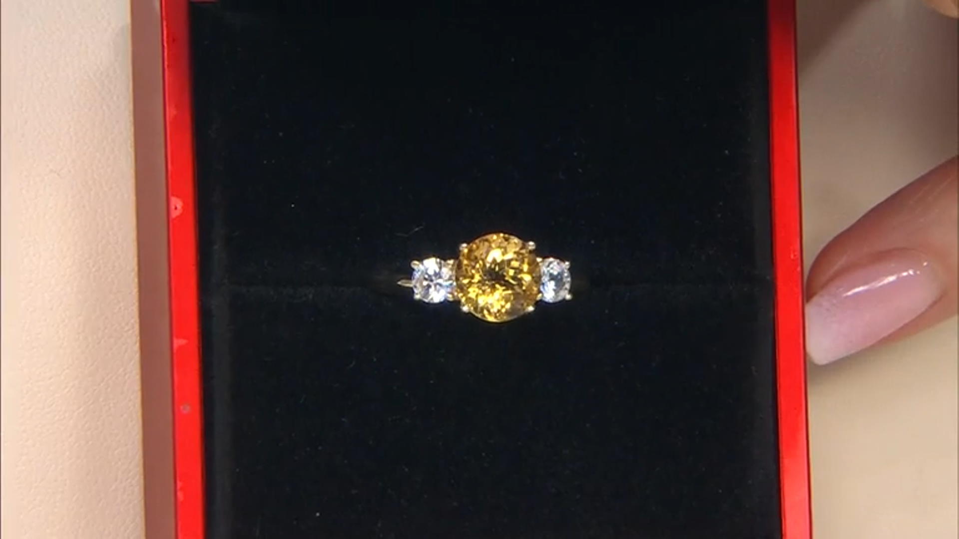 Yellow Beryl With White Zircon 10k Yellow Gold Ring 2.68ctw Video Thumbnail