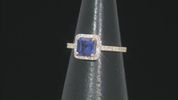 Blue Tanzanite With White Diamond 14k Yellow Gold Ring 1.26ctw Video Thumbnail