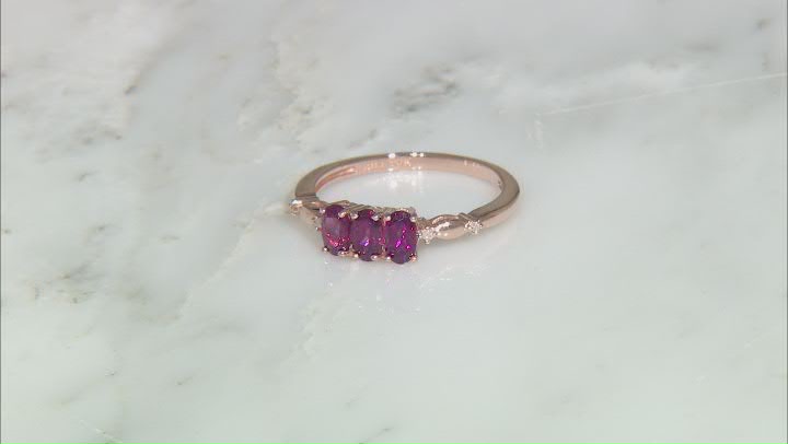 Grape Rhodolite Garnet With White Diamond 10k Rose Gold Ring 0.72ctw Video Thumbnail