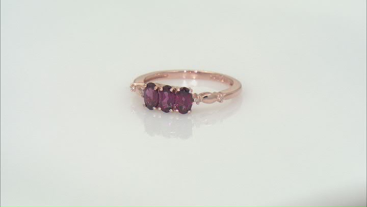 Grape Rhodolite Garnet With White Diamond 10k Rose Gold Ring 0.72ctw Video Thumbnail