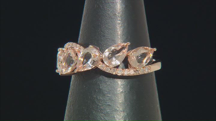 Peach Morganite With White Diamond 10k Rose Gold Ring 1.52ctw Video Thumbnail