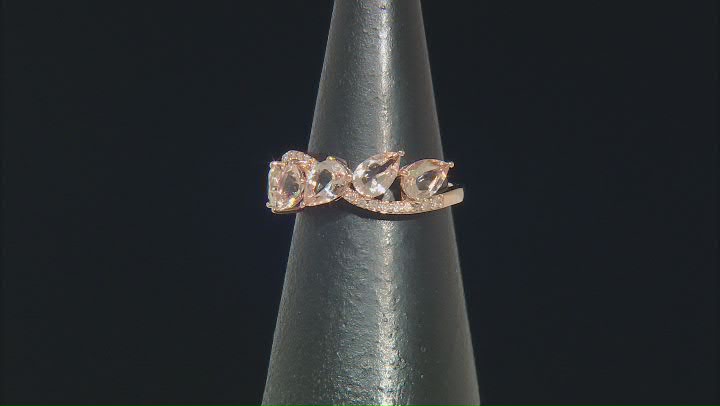 Peach Morganite With White Diamond 10k Rose Gold Ring 1.52ctw Video Thumbnail