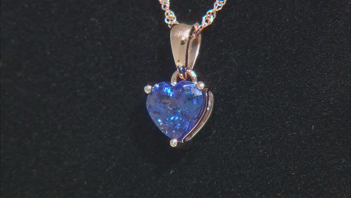 Blue Tanzanite 10k Rose Gold Pendant With Chain 1.05ct Video Thumbnail