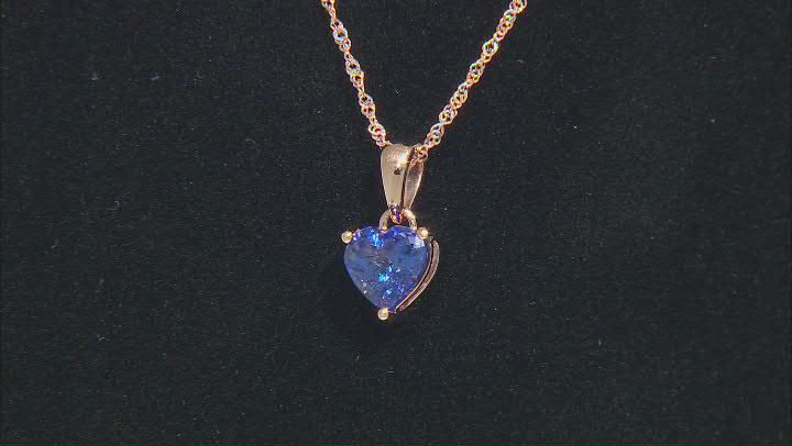 Blue Tanzanite 10k Rose Gold Pendant With Chain 1.05ct Video Thumbnail