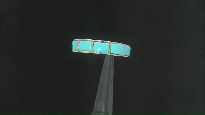 Blue Sleeping Beauty Turquoise 10k Yellow Gold Band Ring Video Thumbnail