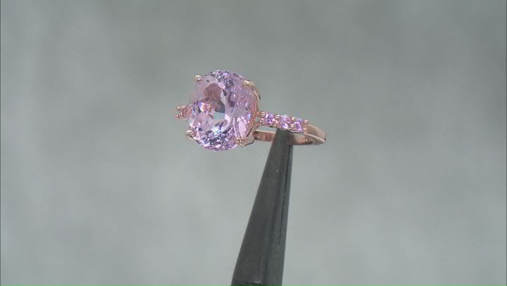 Kunzite With Pink Sapphire 10k Rose Gold Ring 5.49ctw Video Thumbnail
