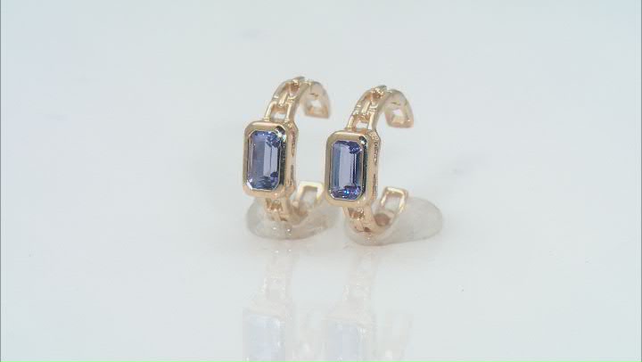 Blue Tanzanite 10k Yellow Gold Earrings 0.53 Video Thumbnail