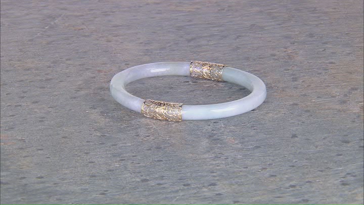 Green Jadeite 10k Yellow Gold Oval Bracelet Video Thumbnail