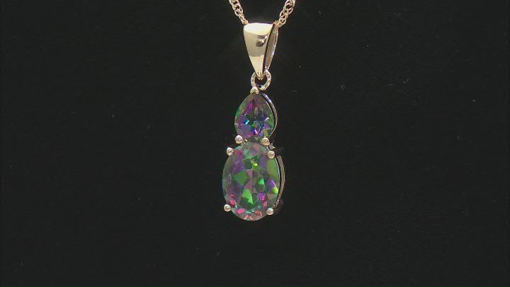 Mystic Fire® Green Topaz 10k Yellow Gold Pendant With Chain 1.51ctw Video Thumbnail