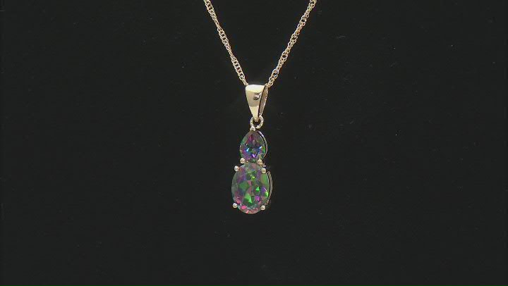 Mystic Fire® Green Topaz 10k Yellow Gold Pendant With Chain 1.51ctw Video Thumbnail