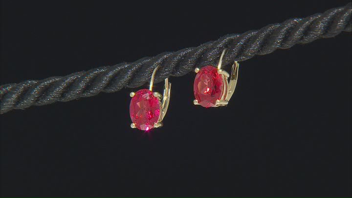 Orange Lab Created Padparadscha Sapphire 10k Yellow Gold Earrings 2.84ctw Video Thumbnail