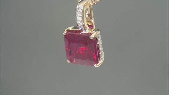 Mahaleo® Ruby With White Diamond 10k Yellow Pendant With Chain 3.47ctw Video Thumbnail