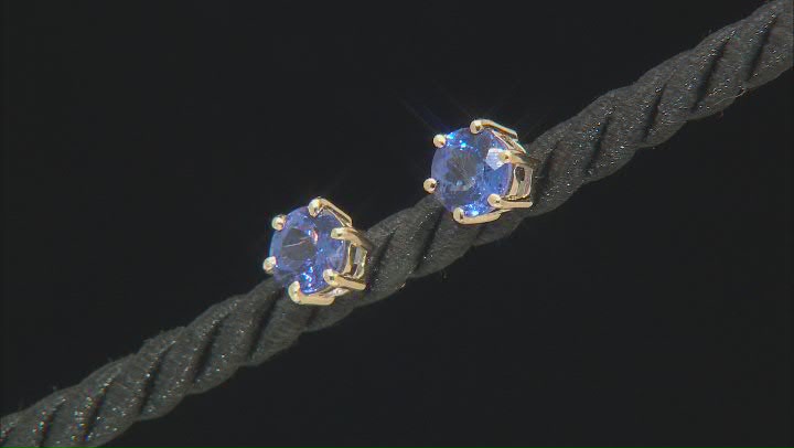 Blue Tanzanite 14k Yellow Gold Stud Earrings 2.50ctw Video Thumbnail