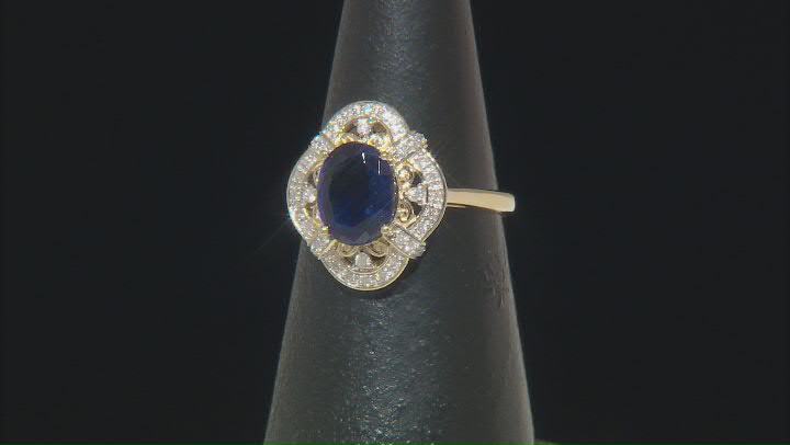 Blue Kyanite With White Diamond 14k Yellow Gold Ring 2.38ctw Video Thumbnail