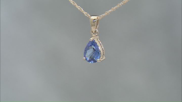 Blue Tanzanite 10k Yellow Gold Pendant With Chain 1.00ct Video Thumbnail