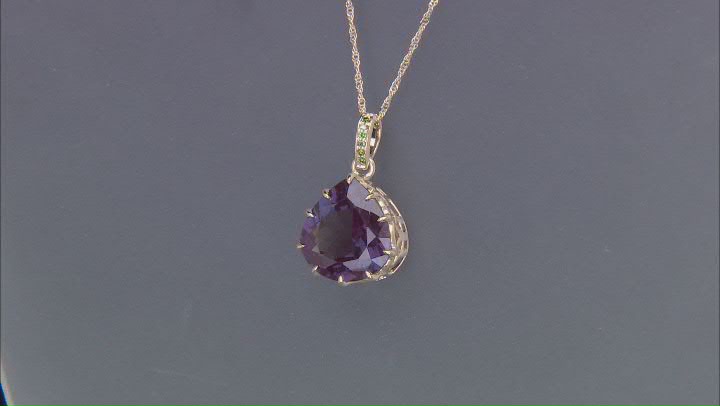 Lab Created Alexandrite With Green Diamond 10k Yellow Gold Pendant With Chain 9.38ctw Video Thumbnail