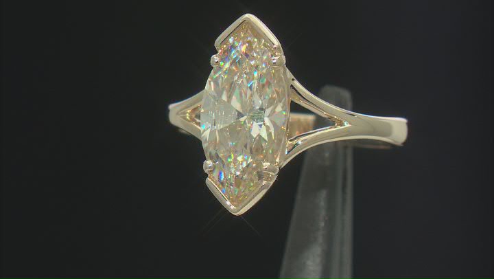 Champagne Strontium Titanate 10k Yellow Gold Ring 3.52ct Video Thumbnail