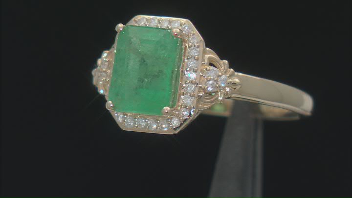Ethiopian Emerald With White Diamond 14k Yellow Gold Ring 1.30ctw Video Thumbnail