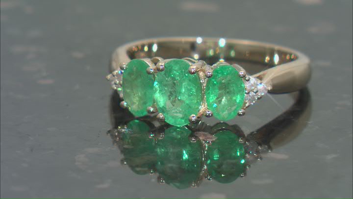Ethiopian Emerald With White Diamond 14k Yellow Gold Ring 1.47ctw Video Thumbnail